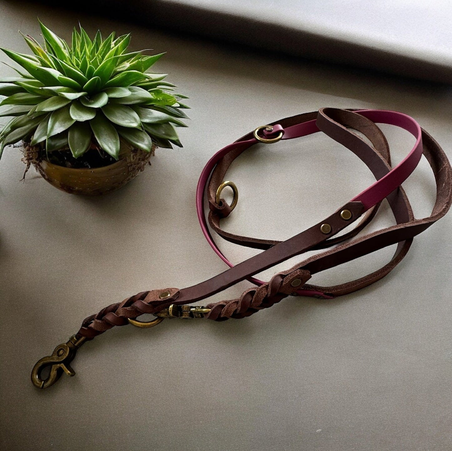 Biothane - Leder - Set - Milas Leash