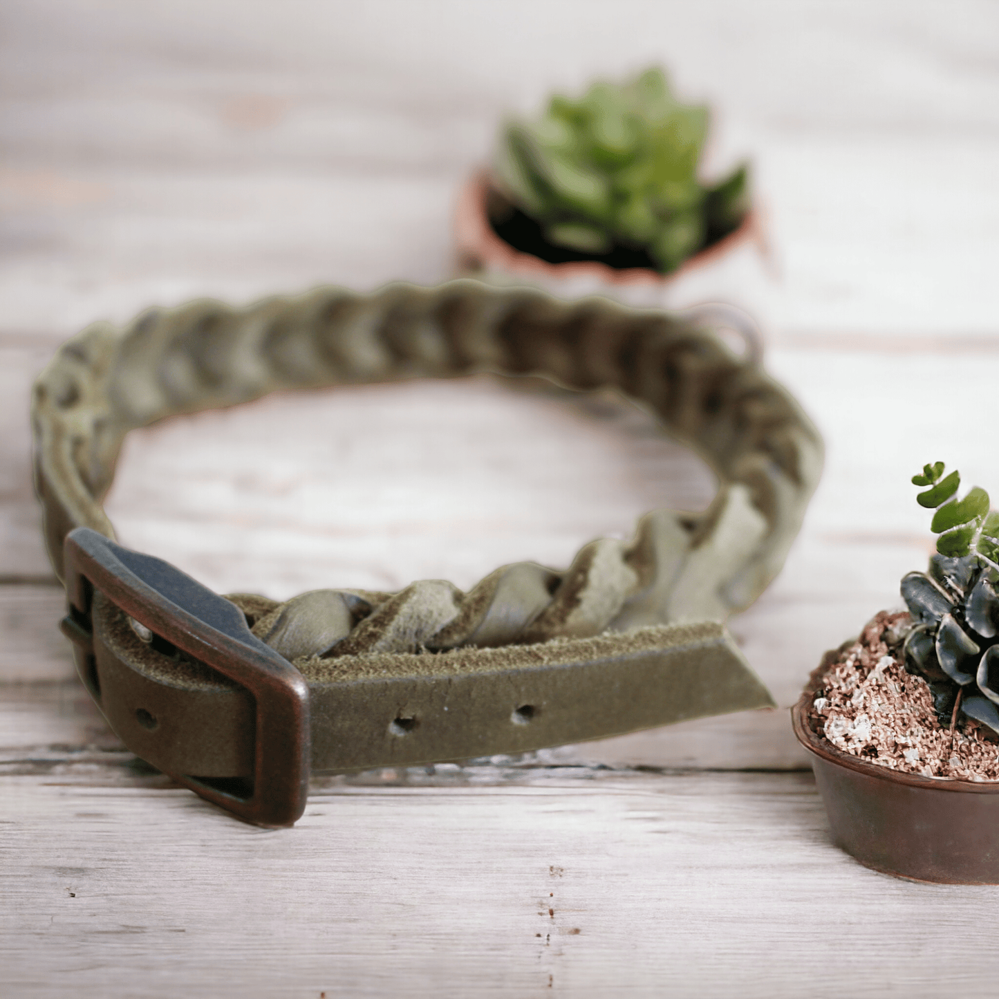 Khaki Lederset - Milas Leash