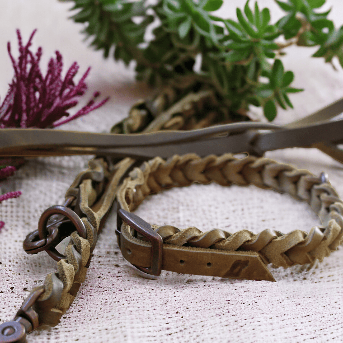 Khaki Lederset - Milas Leash